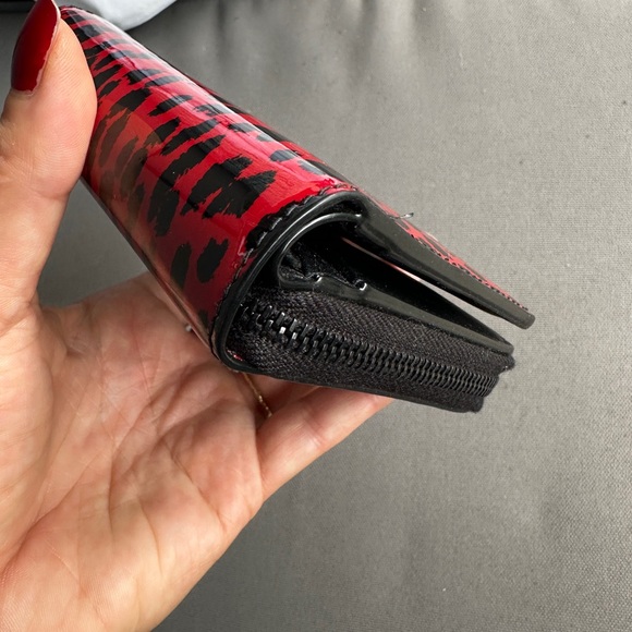 Saint Laurent wallet folding YSL 562796 baby cat leopard pattern zip rouge black - Picture 3 of 9